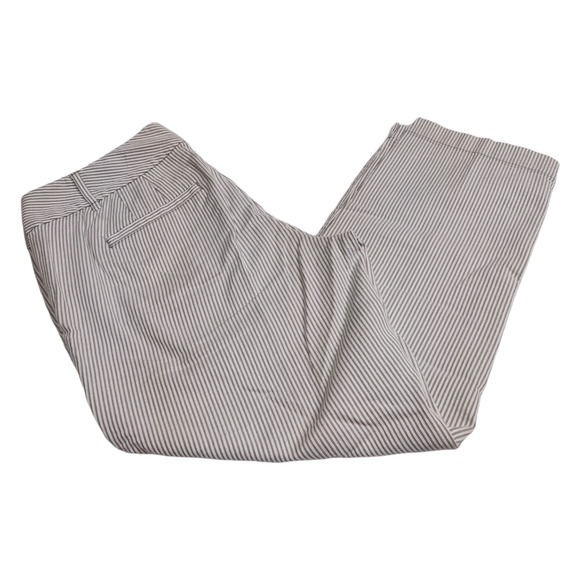 Ann Taylor Loft Dress Pants Women 4 White Gray Stripe Original Crop Academia - Picture 9 of 11
